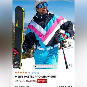 Tipsy Elves Men Large Pastel Pro Snow Suit Retro Chevron Ski Snowboard Insulated